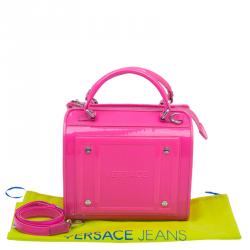 Versace Jeans Pink Patent Leather Medium Box Top Handle Bag