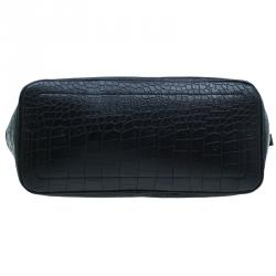 Versace Jeans Black Croc Embossed Leather Tote