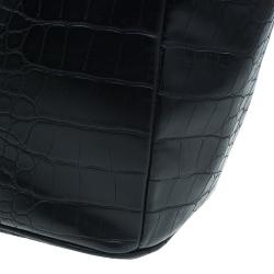 Versace Jeans Black Croc Embossed Leather Tote