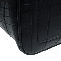 Versace Jeans Black Croc Embossed Leather Tote