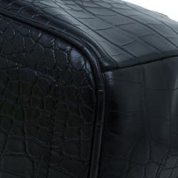 Versace Jeans Black Croc Embossed Leather Tote