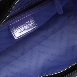 Versace Jeans Black Croc Embossed Leather Tote