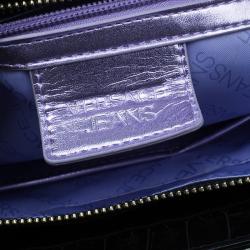 Versace Jeans Black Croc Embossed Leather Tote