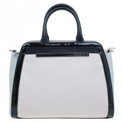 Pre Owned Versace Jeans Bi Color Pebbled Leather Tote