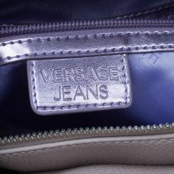 Pre Owned Versace Jeans Bi Color Pebbled Leather Tote