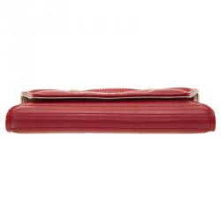 Versace Jeans Red Leather Diamond Stud Fold Over Wallet on Chain Bag