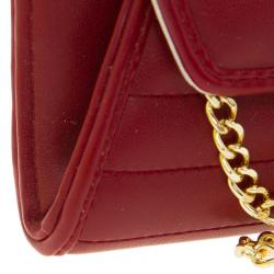 Versace Jeans Red Leather Diamond Stud Fold Over Wallet on Chain Bag