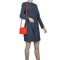 Pre Owned Versace Jeans Orange Patent Leather Small Crossbody Bag