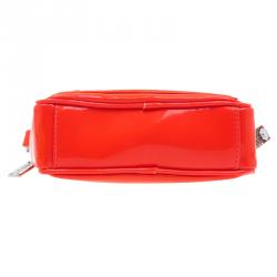 Pre Owned Versace Jeans Orange Patent Leather Small Crossbody Bag