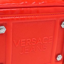 Pre Owned Versace Jeans Orange Patent Leather Small Crossbody Bag