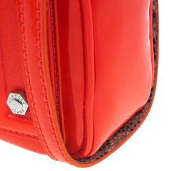 Pre Owned Versace Jeans Orange Patent Leather Small Crossbody Bag