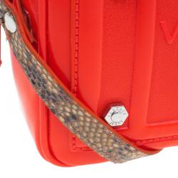 Pre Owned Versace Jeans Orange Patent Leather Small Crossbody Bag
