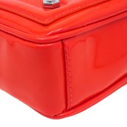 Pre Owned Versace Jeans Orange Patent Leather Small Crossbody Bag