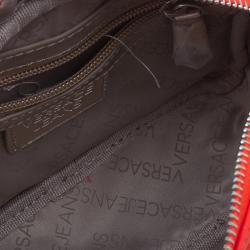 Pre Owned Versace Jeans Orange Patent Leather Small Crossbody Bag