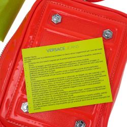 Pre Owned Versace Jeans Orange Patent Leather Small Crossbody Bag