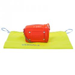 Pre Owned Versace Jeans Orange Patent Leather Small Crossbody Bag