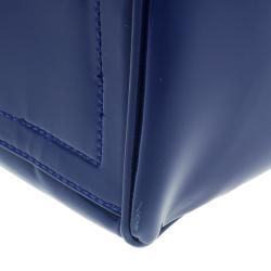 Pre Owned Versace Jeans Blue Patent Leather Large Bowling Bag