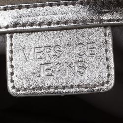 Pre Owned Versace Jeans Blue Patent Leather Large Bowling Bag