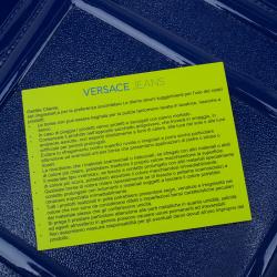 Pre Owned Versace Jeans Blue Patent Leather Large Bowling Bag