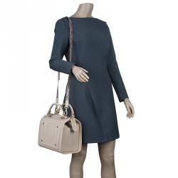 Pre Owned Versace Jeans Beige Patent Leather Medium Box Top Handle Bag
