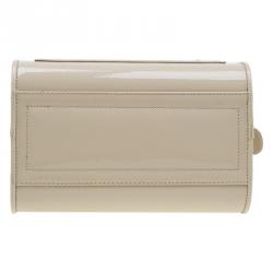Pre Owned Versace Jeans Beige Patent Leather Medium Box Top Handle Bag