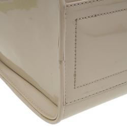 Pre Owned Versace Jeans Beige Patent Leather Medium Box Top Handle Bag