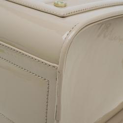 Pre Owned Versace Jeans Beige Patent Leather Medium Box Top Handle Bag