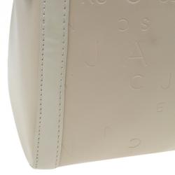 Pre Owned Versace Jeans Beige Embossed Leather Logo Tote