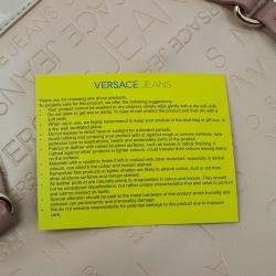Pre Owned Versace Jeans Beige Embossed Leather Logo Tote