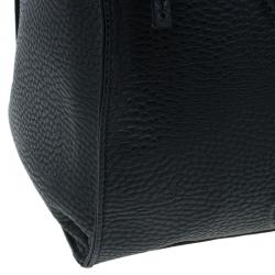 Pre Owned Versace Jeans Black Pebbled Leather Crystal Studs Bowling Bag