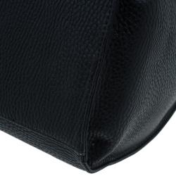 Pre Owned Versace Jeans Black Pebbled Leather Crystal Studs Bowling Bag