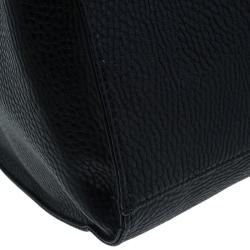 Pre Owned Versace Jeans Black Pebbled Leather Crystal Studs Bowling Bag