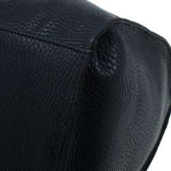 Pre Owned Versace Jeans Black Pebbled Leather Crystal Studs Bowling Bag