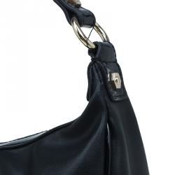 Versace Jeans Black Leather and Python Large Zip Studs Hobo
