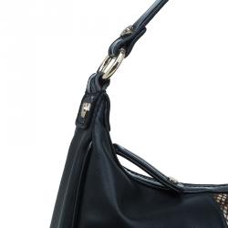 Versace Jeans Black Leather and Python Large Zip Studs Hobo