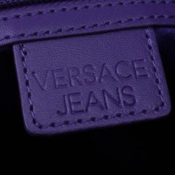Versace Jeans Black Leather and Python Large Zip Studs Hobo
