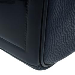 Versace Jeans Navy Blue Pebbled Leather Bowling Bag