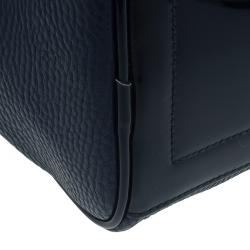 Versace Jeans Navy Blue Pebbled Leather Bowling Bag