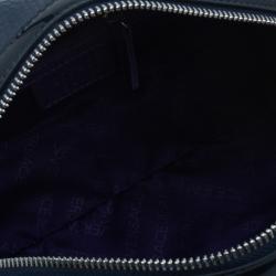 Versace Jeans Navy Blue Pebbled Leather Bowling Bag
