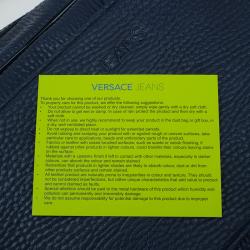 Versace Jeans Navy Blue Pebbled Leather Bowling Bag
