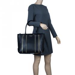 Pre Owned Versace Jeans Black Leather Large Chain Embellished Shopping Tote