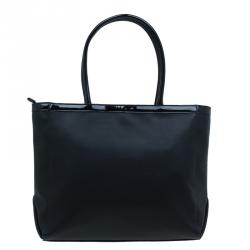 Pre Owned Versace Jeans Black Leather Large Chain Embellished Shopping Tote