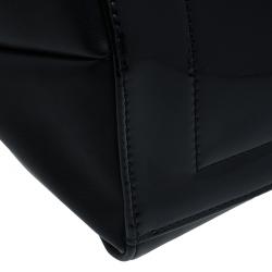 Pre Owned Versace Jeans Black Leather Large Chain Embellished Shopping Tote