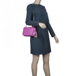 Versace Jeans Purple Leather Small Trapuntata Chain Shoulder Bag