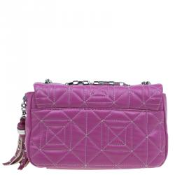 Versace Jeans Purple Leather Small Trapuntata Chain Shoulder Bag