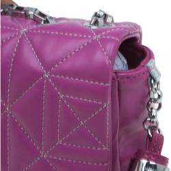 Versace Jeans Purple Leather Small Trapuntata Chain Shoulder Bag