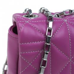 Versace Jeans Purple Leather Small Trapuntata Chain Shoulder Bag