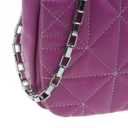 Versace Jeans Purple Leather Small Trapuntata Chain Shoulder Bag
