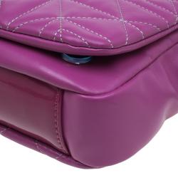 Versace Jeans Purple Leather Small Trapuntata Chain Shoulder Bag