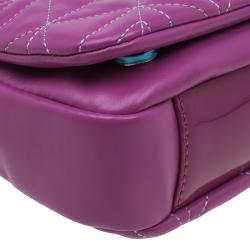 Versace Jeans Purple Leather Small Trapuntata Chain Shoulder Bag